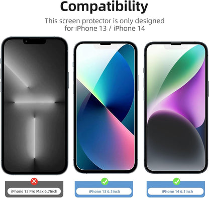 3 Pack Designed for Iphone 14, Iphone 13, Iphone 13 Pro (6.1 Inches) Screen Protector Tempered Glass,Case Friendly Scratch-Proof, Bubble Free, Ultra Resistant