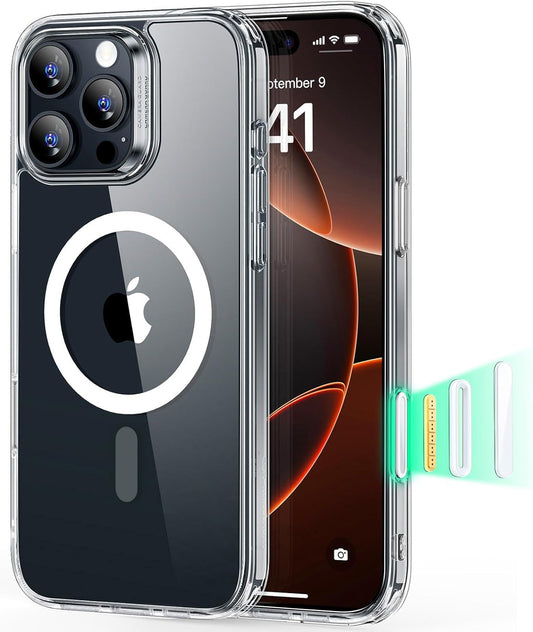 for Iphone 16 Pro Max Case, Camera Control, Compatible with Magsafe, Shockproof Military-Grade Protection, Magnetic Phone Case for Iphone 16 Pro Max, Classic Hybrid Case (Halolock), Clear