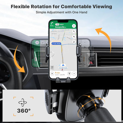 Phone Holders for Your Car with Metal Hook Clip, Air Vent Cell Phone Stand Car Mount, Universal Automobile Cradle Fit for Iphone Android and All Smartphones, Dark Black